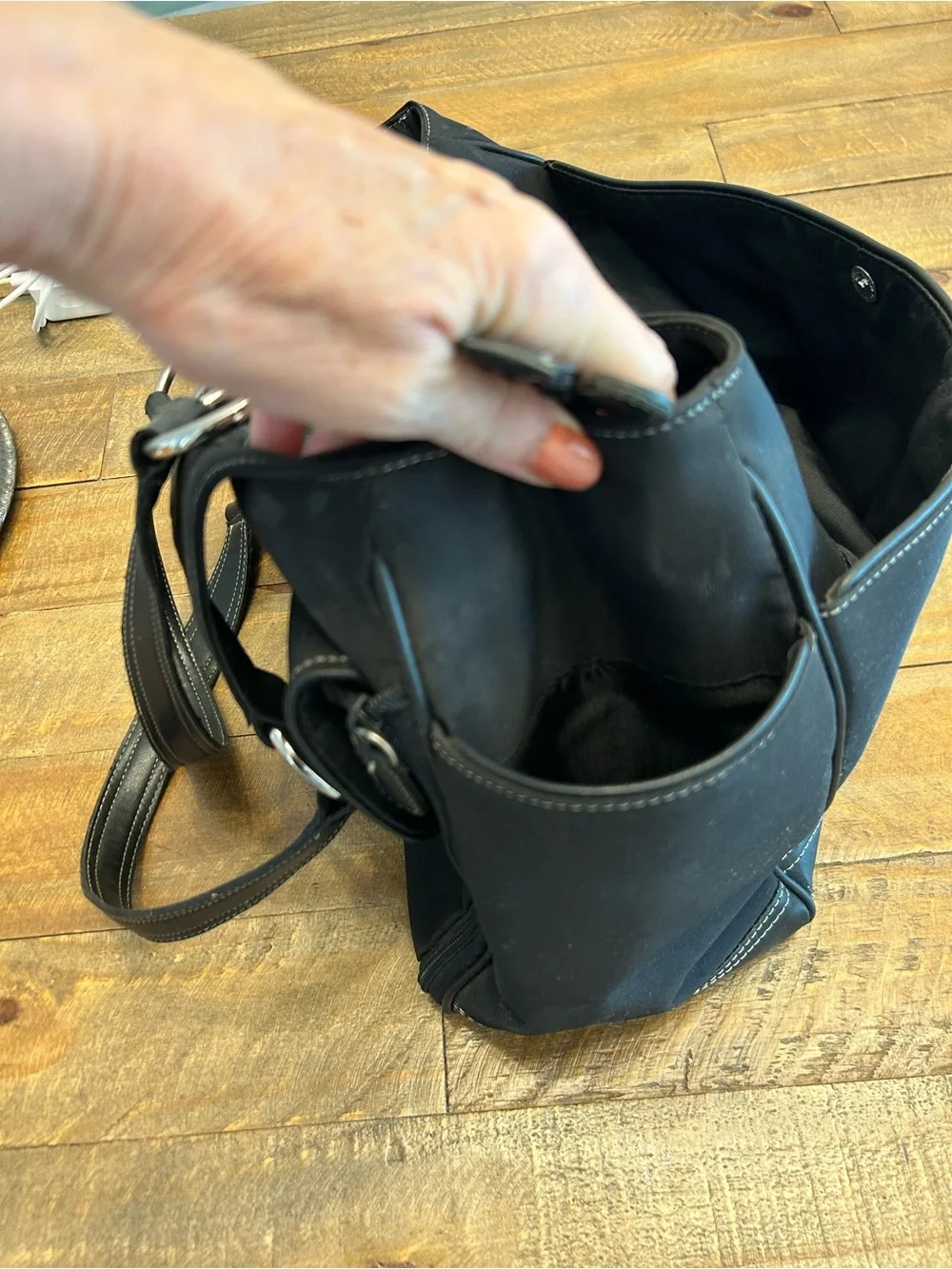 Kathy Van Zeeland Black Tote Bag with Dual Handles could be Diaper Bag Roomy